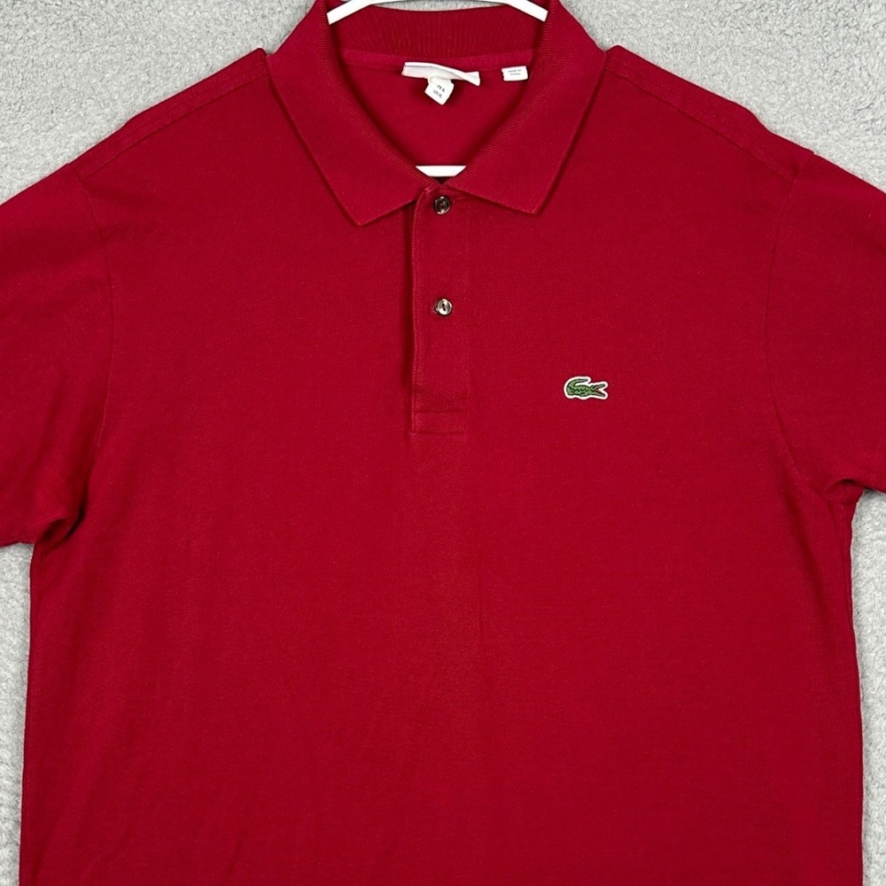 Lacoste Polo Shirt Mens XL Classic Fit Red Casual Rugby Croc Logo Short Sleeve